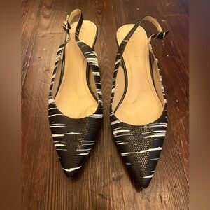 Black and White Women's Slingback Shoes